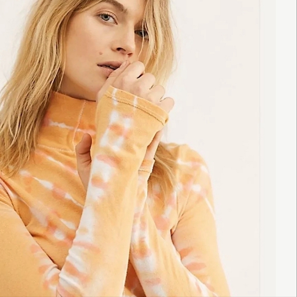 Free People Psychedelic Turtleneck Top Paloma combo XS Boho Grunge Indie